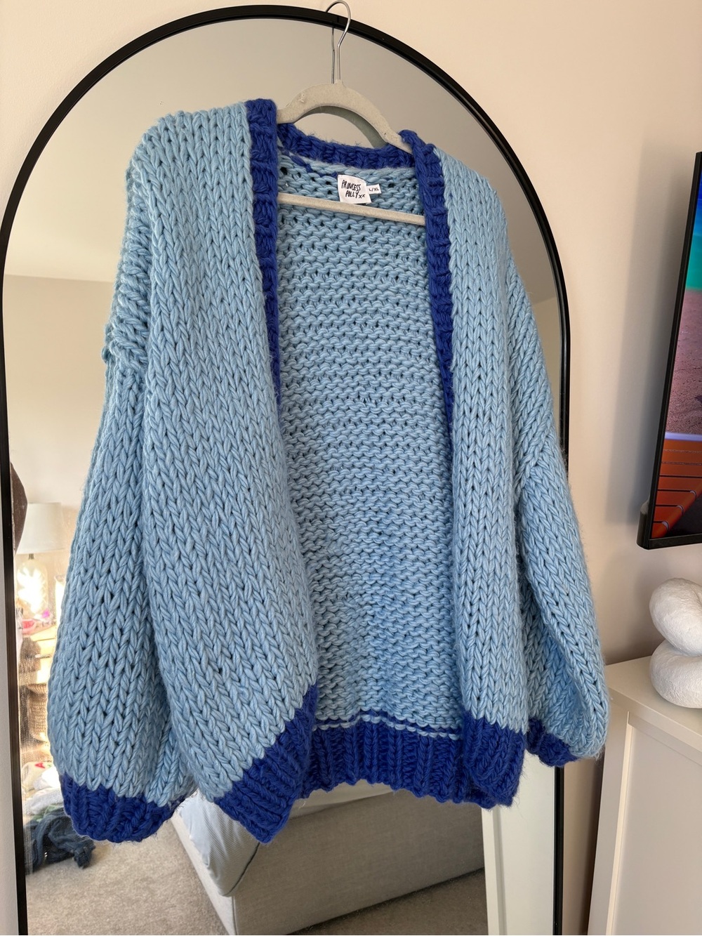 Princess Polly Two-Tone Light Blue & Royal Blue Chunky Knit Cardigan